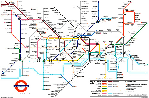 Bild på Londons välkända tunnelbanekarta